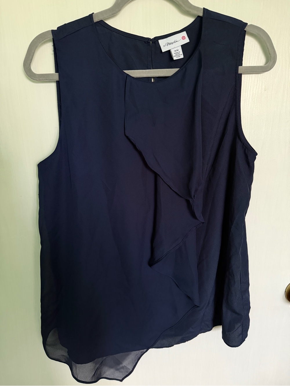 3.1 Phillip Lim Navy Ruffle-Front Sleeveless Camisole
